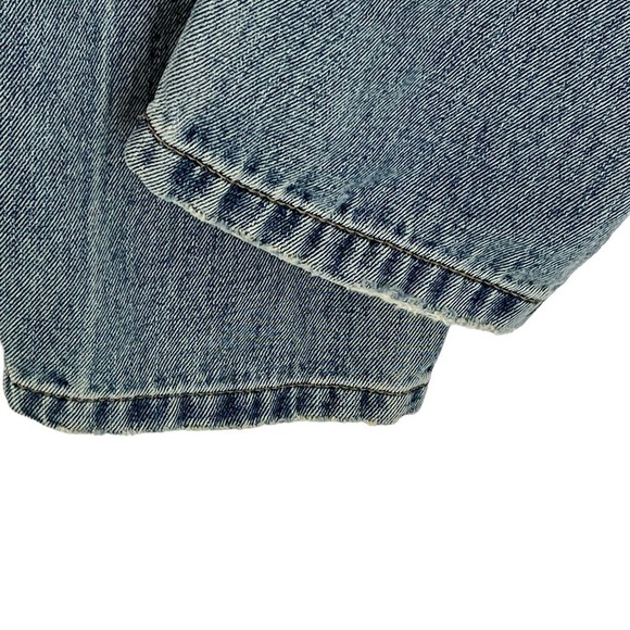 AFRM Revolve Boyfriend Destroyed High Rise Button Fly Blue Ripped Jeans Size 26 - Picture 6 of 11